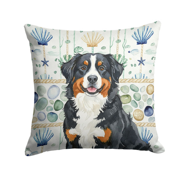 Bernese Mountain Dog Coastal Sea Glass Throw Pillow 18" x 18" product image at NuMercy