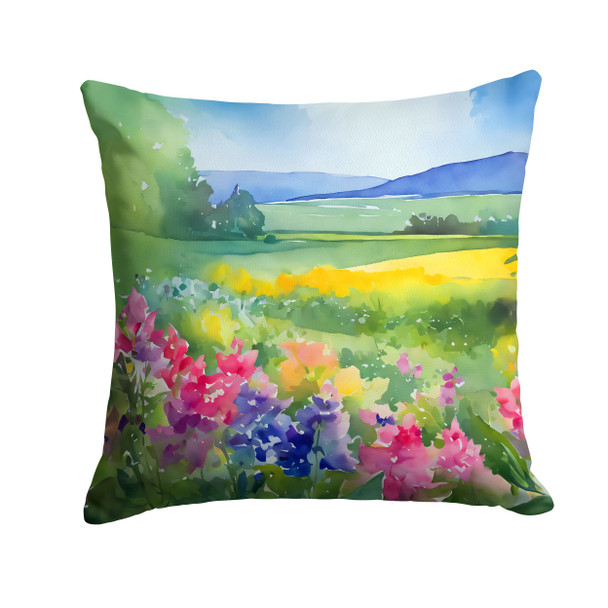 Massachusetts Mayflowers in Watercolor Throw Pillow 18" x 18" DAC1670 product image at NuMercy