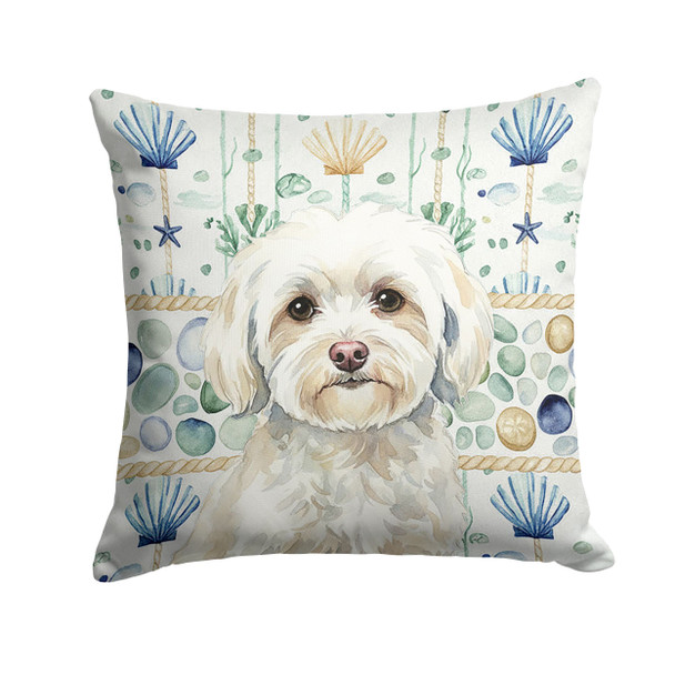 White Havanese Coastal Sea Glass Throw Pillow 18" x 18" product image at NuMercy