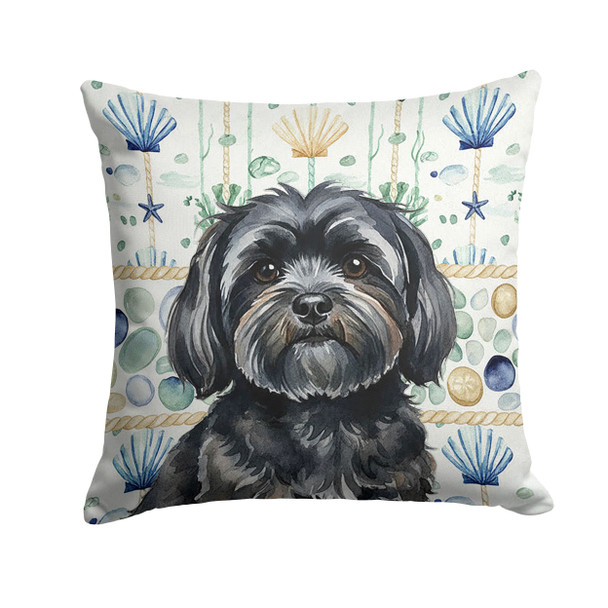 Black Lhasa Apso Coastal Sea Glass Throw Pillow 18" x 18" product image at NuMercy