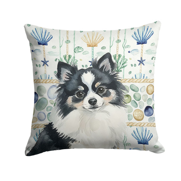Black and White Pomeranian Coastal Sea Glass Throw Pillow 18" x 18" product image at NuMercy
