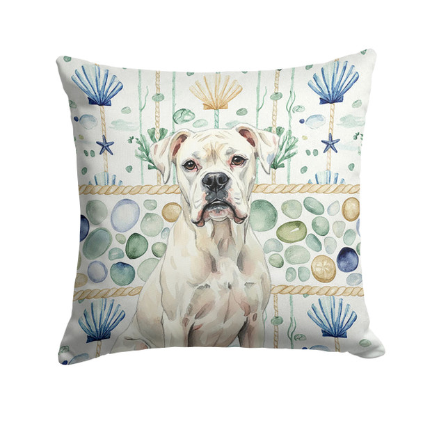 White Boxer Coastal Sea Glass Throw Pillow 18" x 18" product image at NuMercy