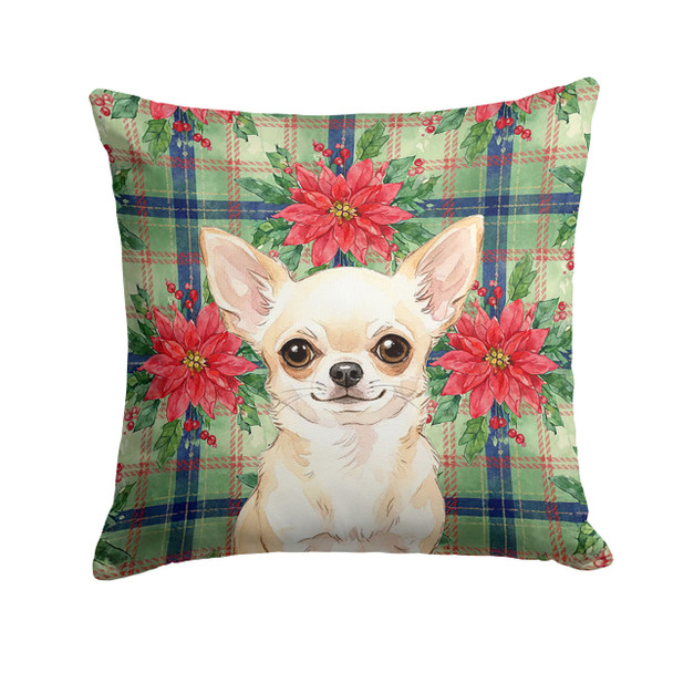 Cream Chihuahua Christmas Poinsettias Throw Pillow 18" x 18" product image at NuMercy