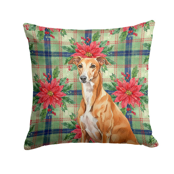 Red Greyhound Christmas Poinsettias Throw Pillow 18" x 18" product image at NuMercy