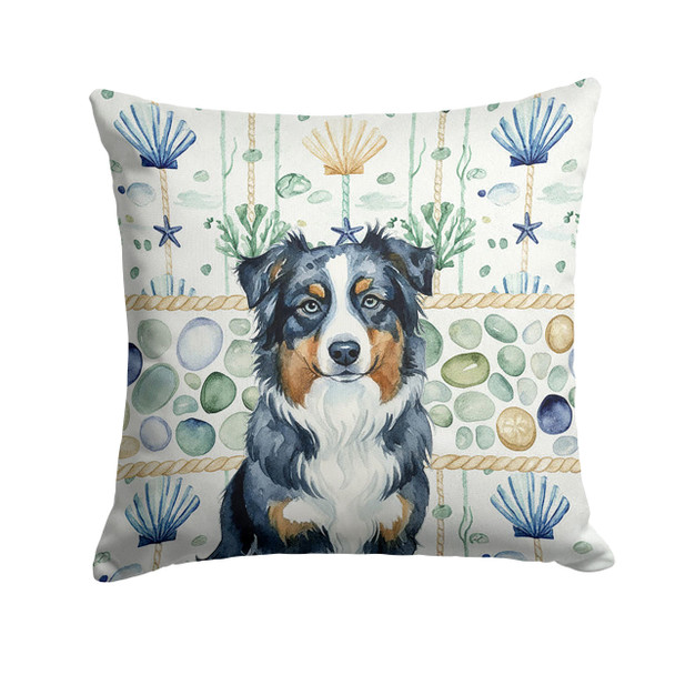Black Australian Shepherd Coastal Sea Glass Throw Pillow 18" x 18" product image at NuMercy