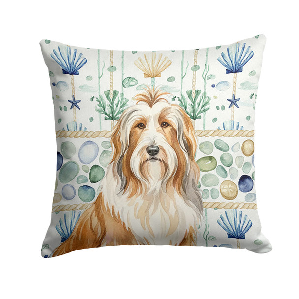 Fawn Bearded Collie Coastal Sea Glass Throw Pillow 18" x 18" product image at NuMercy