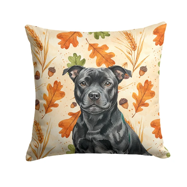 Black Staffordshire Bull Terrier Heirloom Fall Throw Pillow 18" x 18" product image at NuMercy