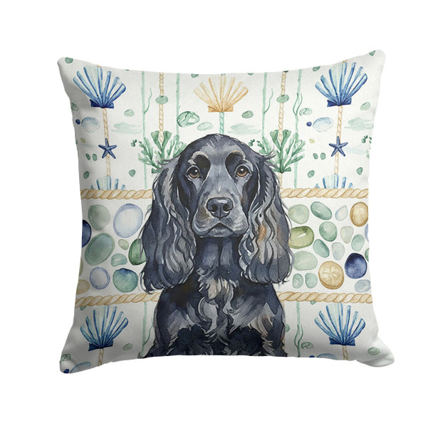 Black English Cocker Spaniel Coastal Sea Glass Throw Pillow 18" x 18" product image at NuMercy