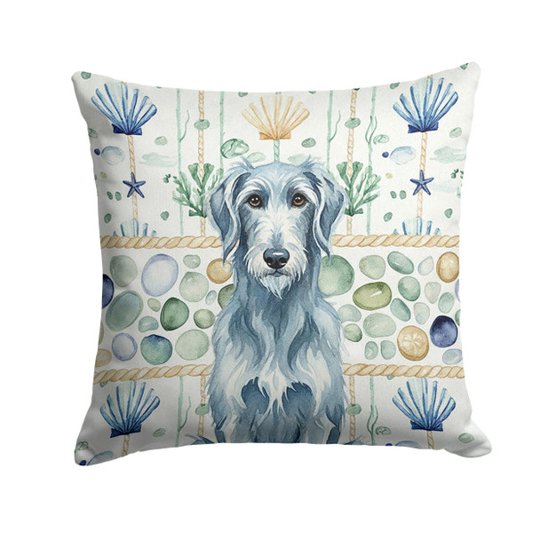 Blue-Gray Scottish Deerhound Coastal Sea Glass Throw Pillow 18" x 18" product image at NuMercy