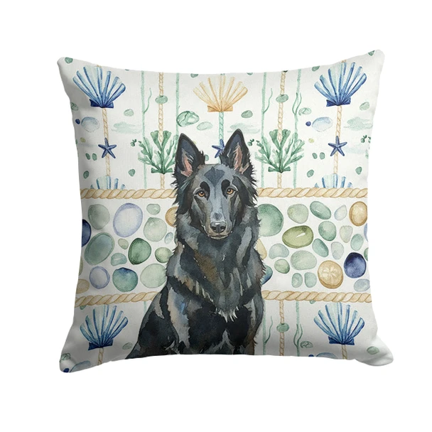 Belgian Sheepdog Groenendael Coastal Sea Glass Throw Pillow 18" x 18" product image at NuMercy