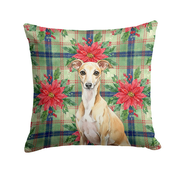 Fawn Italian Greyhound Christmas Poinsettias Throw Pillow 18" x 18" product image at NuMercy