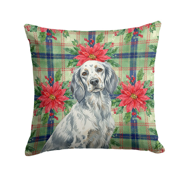 Blue Belton English Setter Christmas Poinsettias Throw Pillow 18" x 18" product image at NuMercy