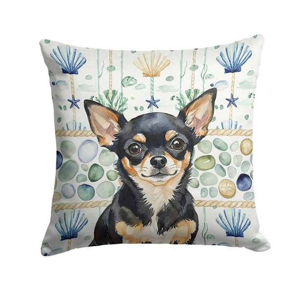 Black and Tan Chihuahua Coastal Sea Glass Throw Pillow 18" x 18" product image at NuMercy