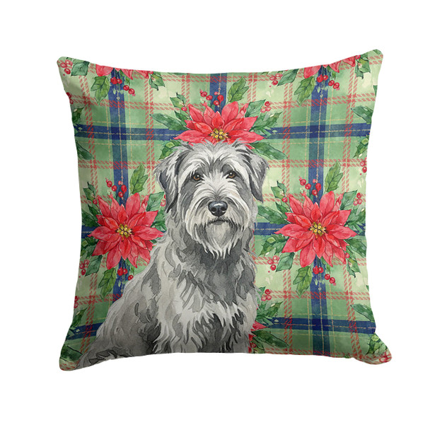 Gray Briard Christmas Poinsettias Throw Pillow 18" x 18" product image at NuMercy