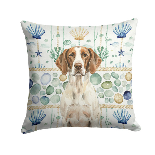 Liver and White Pointer Coastal Sea Glass Throw Pillow 18" x 18" product image at NuMercy