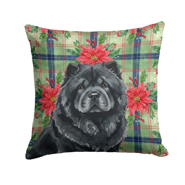 Black Chow Chow Christmas Poinsettias Throw Pillow 18" x 18" product image at NuMercy
