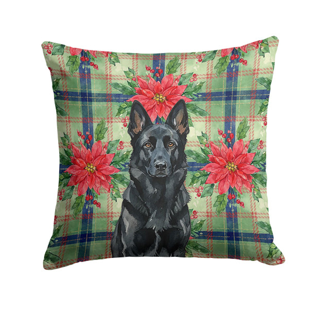 Black German Shepherd Christmas Poinsettias Throw Pillow 18" x 18" product image at NuMercy