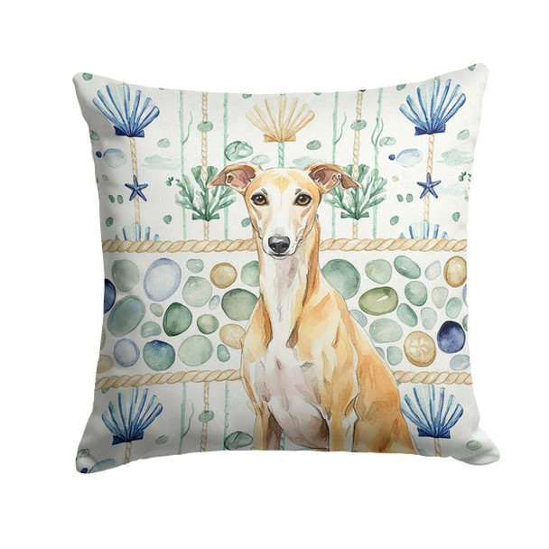 Fawn Whippet Coastal Sea Glass Throw Pillow 18" x 18" product image at NuMercy