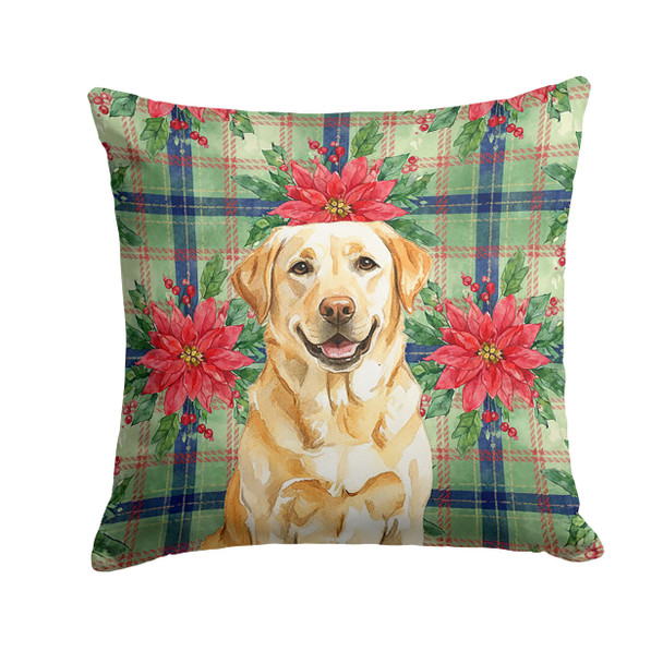 Yellow Labrador Retriever Christmas Poinsettias Throw Pillow 18" x 18" product image at NuMercy