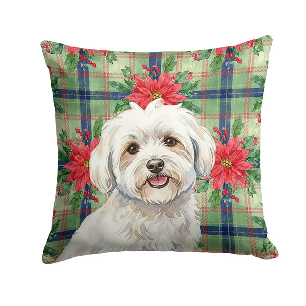 Coton de Tulear Christmas Poinsettias Throw Pillow 18" x 18" product image at NuMercy