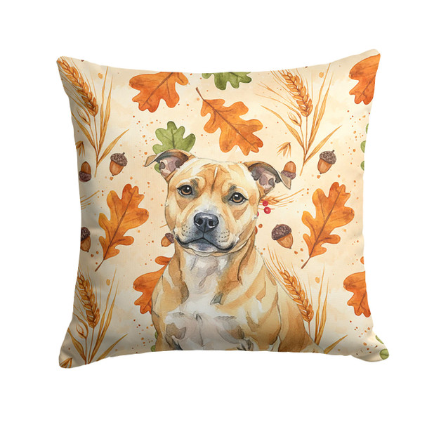 Fawn Staffordshire Bull Terrier Heirloom Fall Throw Pillow 18" x 18" product image at NuMercy