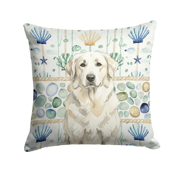 White Great Pyrenees Coastal Sea Glass Throw Pillow 18" x 18" product image at NuMercy