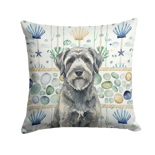 Gray Bouvier des Flandres Coastal Sea Glass Throw Pillow 18" x 18" product image at NuMercy