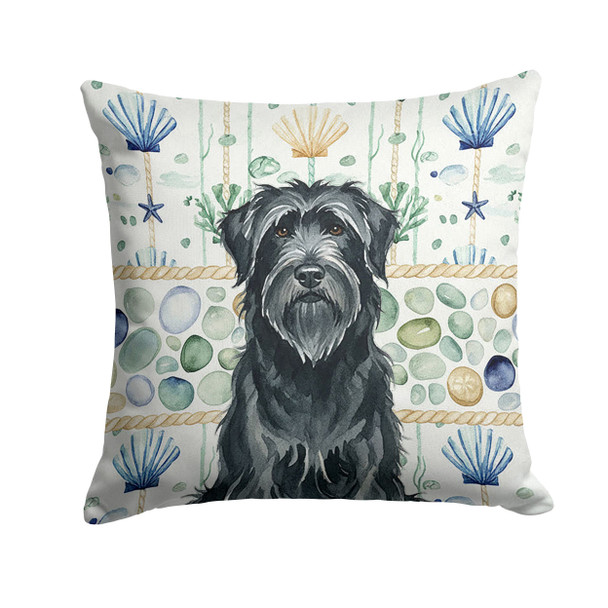 Black Briard Coastal Sea Glass Throw Pillow 18" x 18" product image at NuMercy