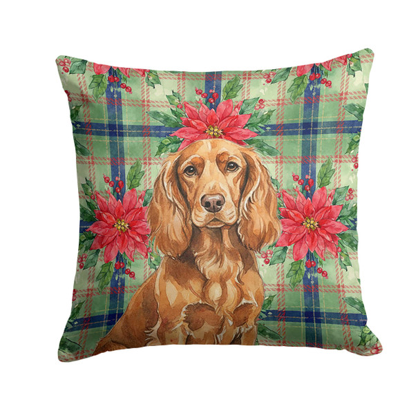 Boykin Spaniel Christmas Poinsettias Throw Pillow 18" x 18" product image at NuMercy