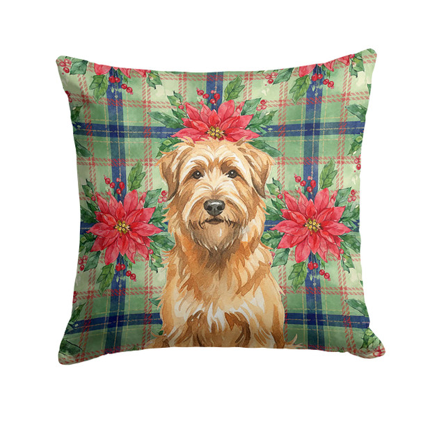 Tawny Briard Christmas Poinsettias Throw Pillow 18" x 18" product image at NuMercy
