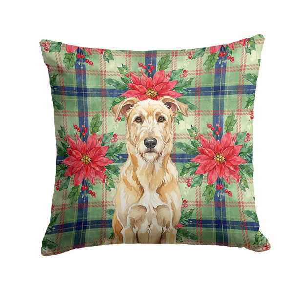 Wheaten Irish Wolfhound Christmas Poinsettias Throw Pillow 18" x 18" product image at NuMercy