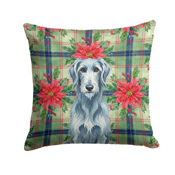 Blue-Gray Scottish Deerhound Christmas Poinsettias Throw Pillow 18" x 18" product image at NuMercy