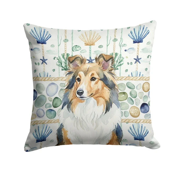 Sable Sheltie Coastal Sea Glass Throw Pillow 18" x 18" product image at NuMercy