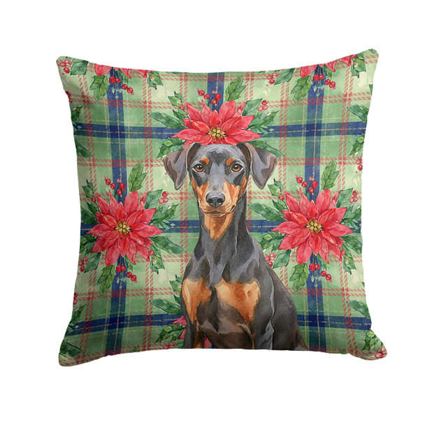 German Pinscher Christmas Poinsettias Throw Pillow 18" x 18" product image at NuMercy