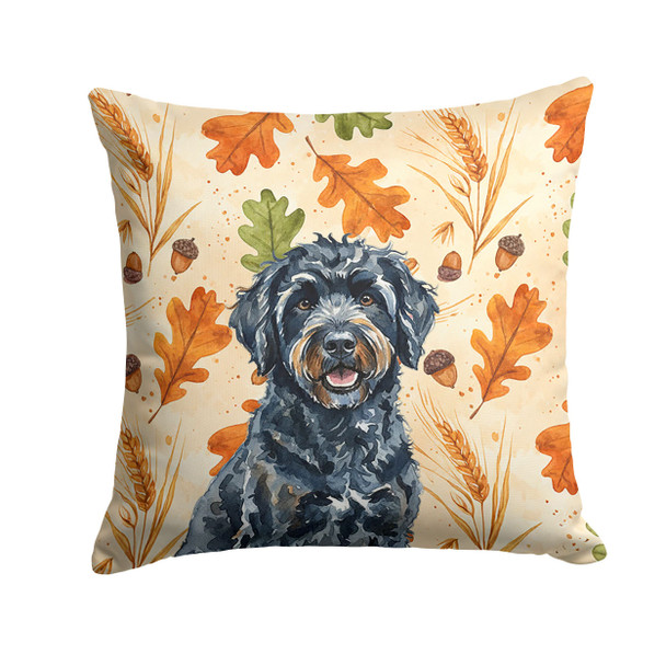 Black Portuguese Water Dog Heirloom Fall Throw Pillow 18" x 18" product image at NuMercy