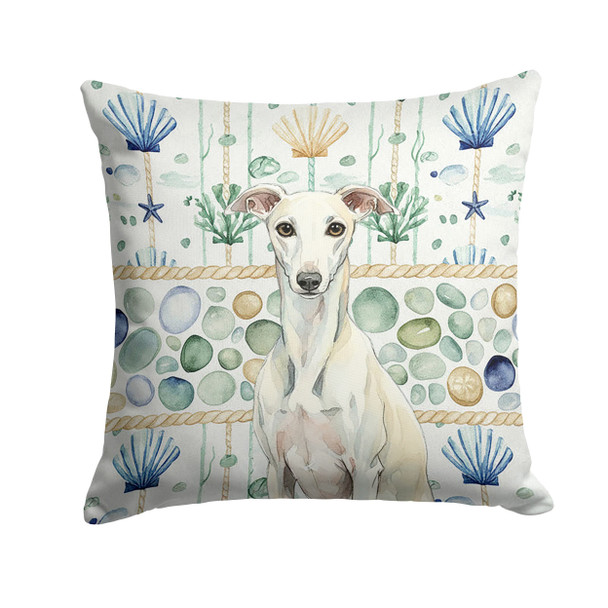 White Whippet Coastal Sea Glass Throw Pillow 18" x 18" product image at NuMercy