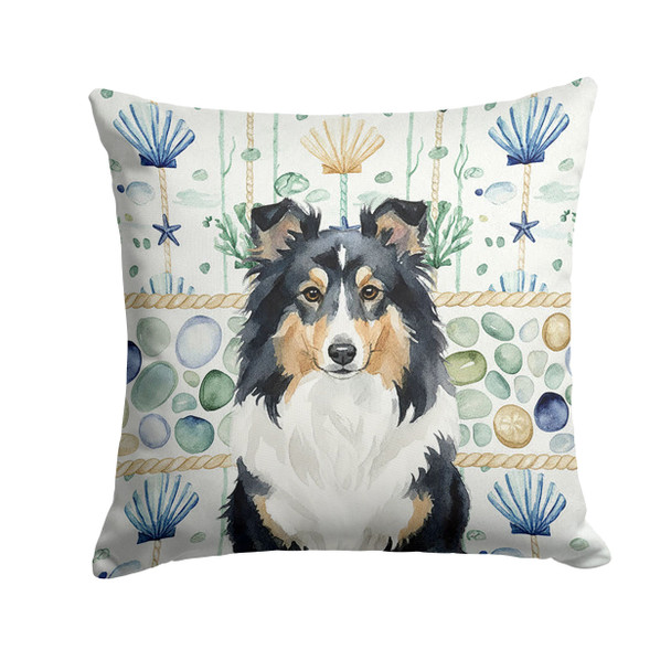 Tricolor Sheltie Coastal Sea Glass Throw Pillow 18" x 18" product image at NuMercy