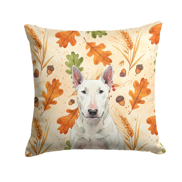 White Bull Terrier Heirloom Fall Throw Pillow 18" x 18" product image at NuMercy