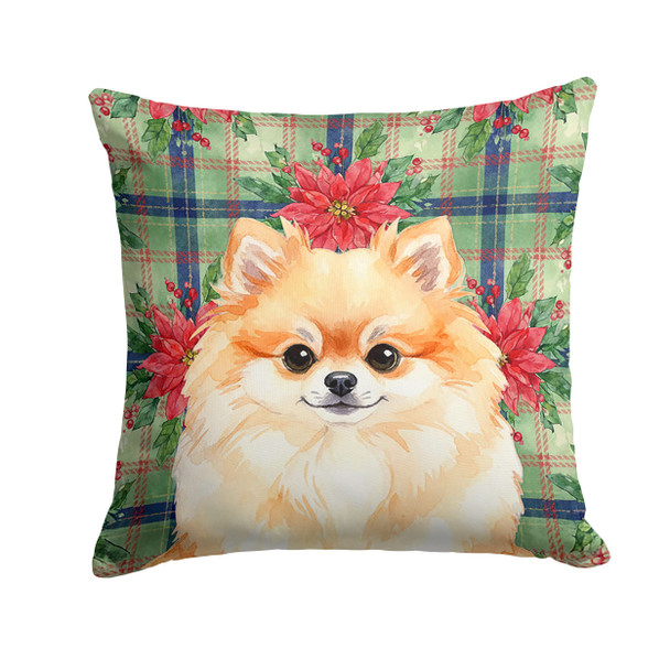 Pomeranian Christmas Poinsettias Throw Pillow 18" x 18" product image at NuMercy