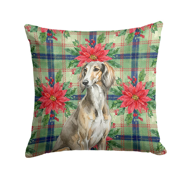 Grizzle Saluki Christmas Poinsettias Throw Pillow 18" x 18" product image at NuMercy