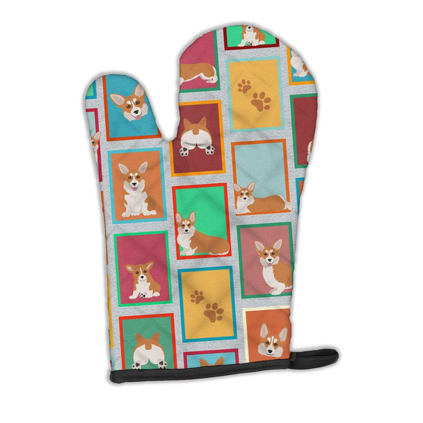 Lots of Red and White Pembroke Corgi Oven Mitt product image at NuMercy