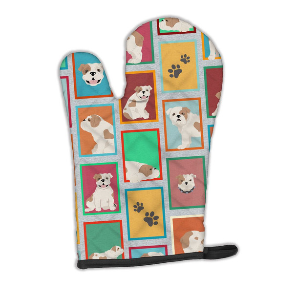 Lots of Piebald English Bulldog Oven Mitt product image at NuMercy
