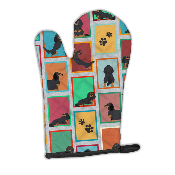 Lots of Longhaired Black Tan Dachshund Oven Mitt product image at NuMercy