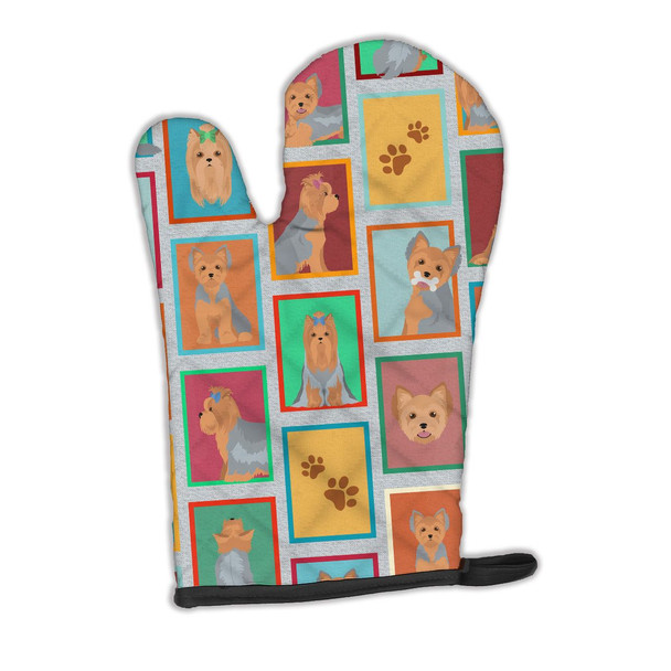 Lots of Blue and Tan Yorkie Oven Mitt product image at NuMercy