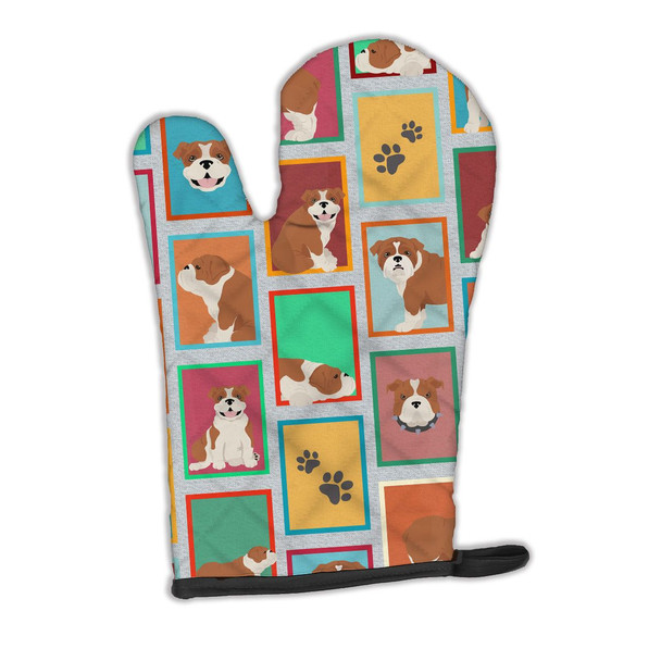 Lots of Red and White English Bulldog Oven Mitt product image at NuMercy
