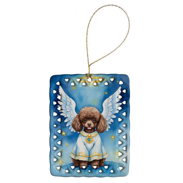 Chocolate Poodle My Angel Porcelain Christmas Ornament DAC7058 product image at NuMercy