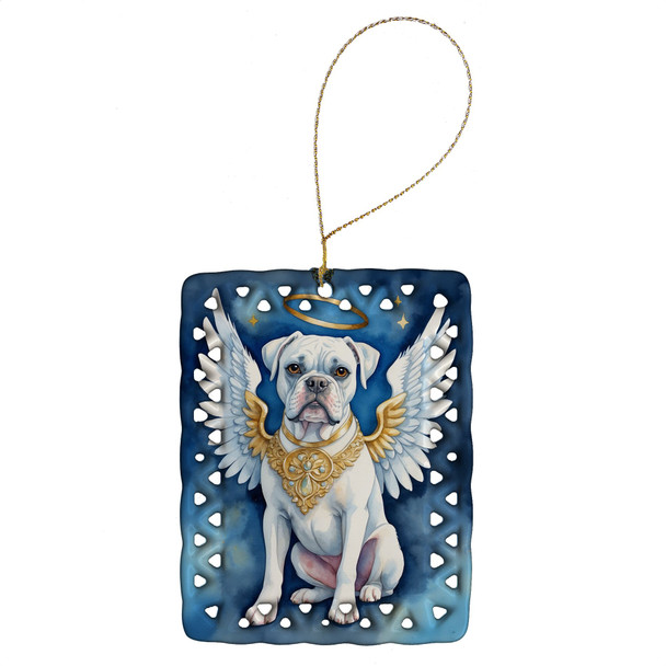 White Boxer My Angel Porcelain Christmas Ornament product image at NuMercy