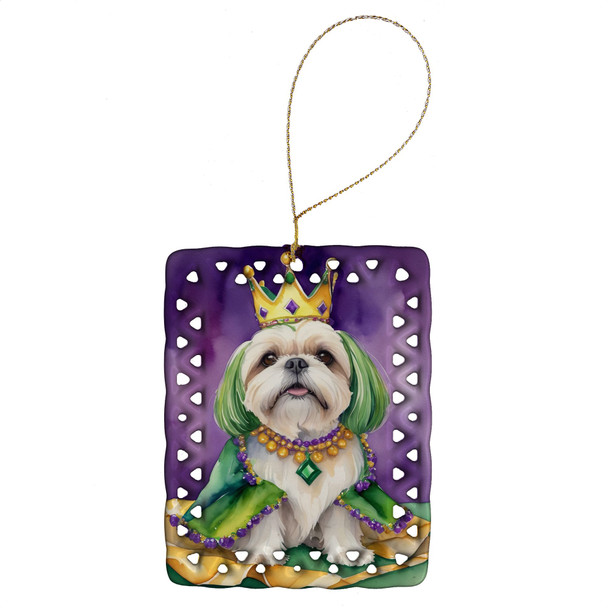Lhasa Apso King of Mardi Gras Porcelain Christmas Ornament product image at NuMercy