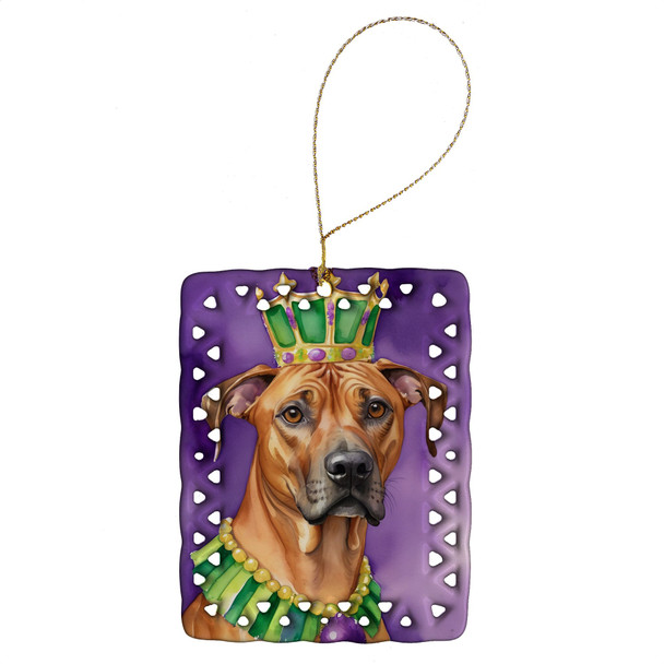 Rhodesian Ridgeback King of Mardi Gras Porcelain Christmas Ornament DAC4869 product image at NuMercy