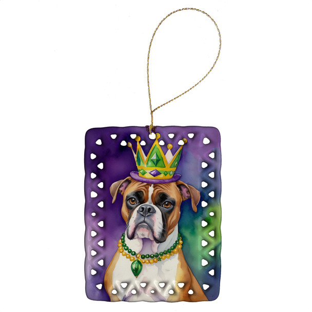 Boxer King of Mardi Gras Porcelain Christmas Ornament DAC4753 product image at NuMercy